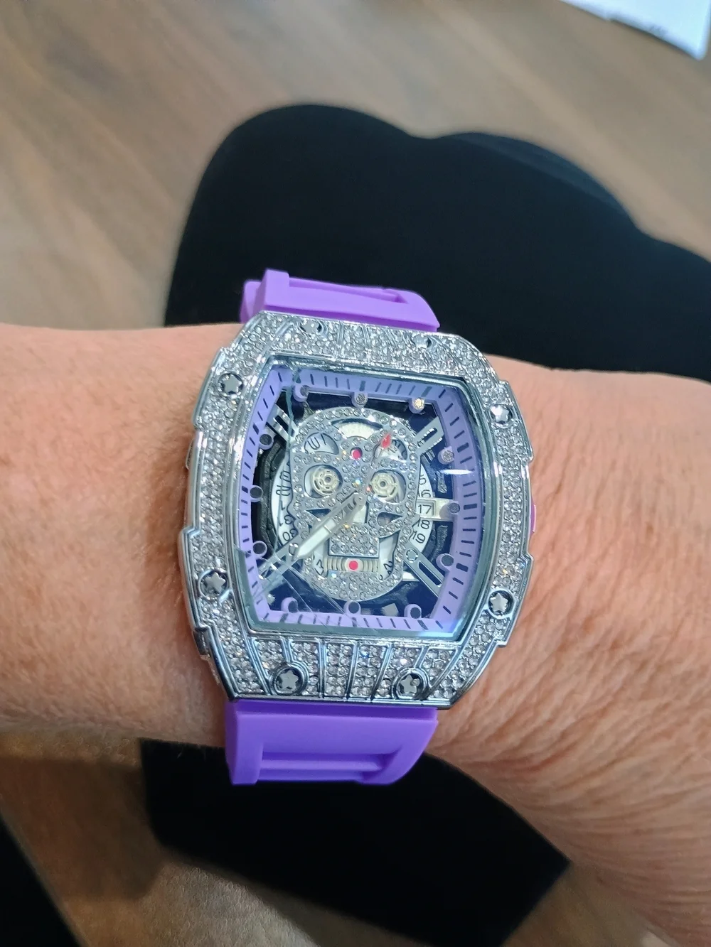Purple Skull Dial Crystal Accent Women's Watch